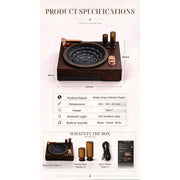 retro record player water fountain with ambient sounds & light