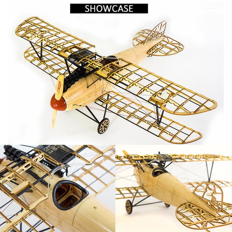 1/18 Scale Albatros D.III WWI Fighter Aircraft Wooden Model Kit, German Biplane Assembly Model, Precision-Cut Skeleton Structure DIY Display for Aviation Collectors