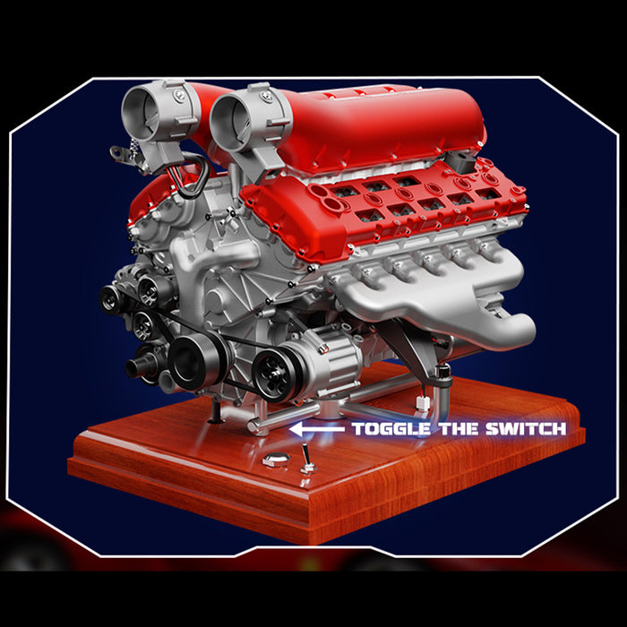 V12 Engine Model Kit that Works - Build Your Own V12 Engine - TECHING 1/4 Supercar V12 Engine Model Kit with Synchronized Throttle Sound Effects 800+PCS