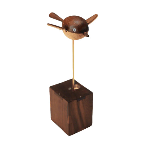 handcrafted wooden long-tailed tit bird model - desktop stress relief display