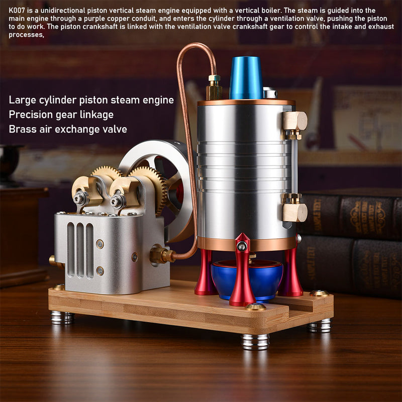 Retro All-metal Vertical Twin-Cylinder Steam Engine Model with Dynamic Balanced Crankshaft RTR STEM Model - EngineDIY