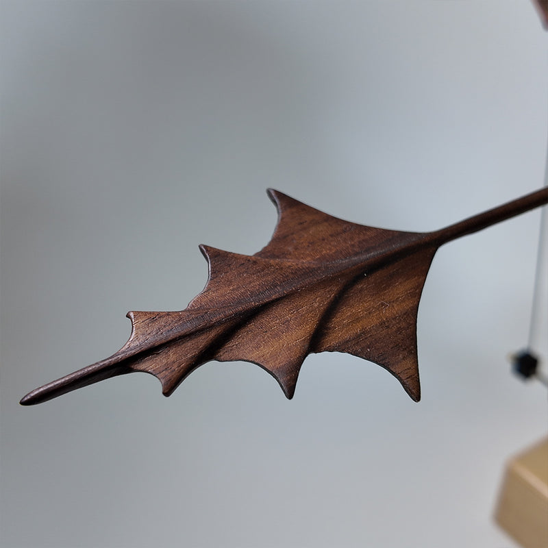 handcrafted wooden western fire dragon dynamic model - desktop stress relief display (non-music box)