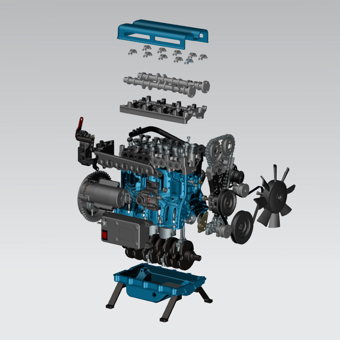 TECHING Updated L4 Engine Model Kit that Works - Build Your Own Engine - Full Metal 4 Cylinder Car Engine Kit Car Engine Model - ENGINEDIY