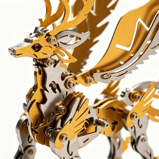 3d metal mechanical deer diy assembly model kit, futuristic desktop for adults and collectors