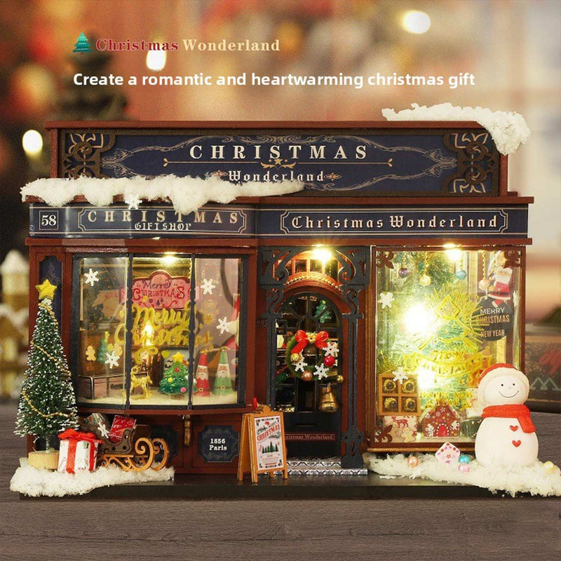 wooden christmas wonderland diy miniature house model kit