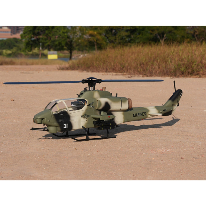 WOLFBUSH&ROBAN AH-1W Cobra 470-Class RC Helicopter-2.4G 6CH Dual-Rotor RC Military Model with GPS Positioning, Synchronized Turret & Left/Right-Hand Control RTF - EngineDIY