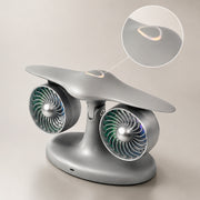 dual turbo jet engine desktop fan with usb, led lights and 3-speed quiet cooling for home office