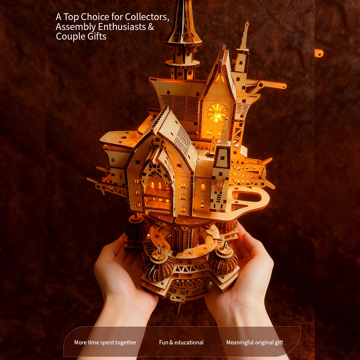 wooden diy sky sanctuary castle 3d model kit desk decor & gift