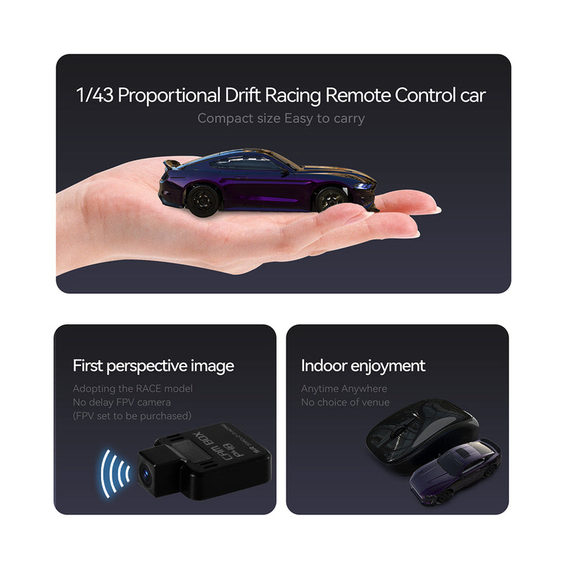 1/43 scale 2.4g full proportional 4wd rc drift car, independent suspension, simulated led lights & extended runtime - enginediy