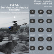 C127AI RC Helicopt, 2.4G RC 4CH Scout Drone Brushless Aircraft Model Without Aileron (RTF Version/Black) - EngineDIY