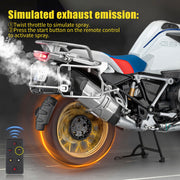1/6 alloy r1250gs rc motorcycle model with remote control, ignition, sound, led lights & exhaust spray