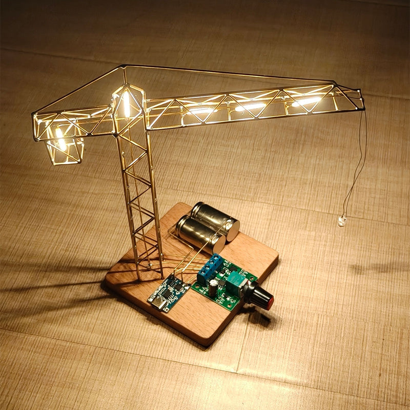 diy metal wire tower crane night light kit – stem display sculpture model kit