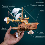 300+PCS DIY Fantasy Airship 3D Steampunk Model Wooden Puzzle Toy