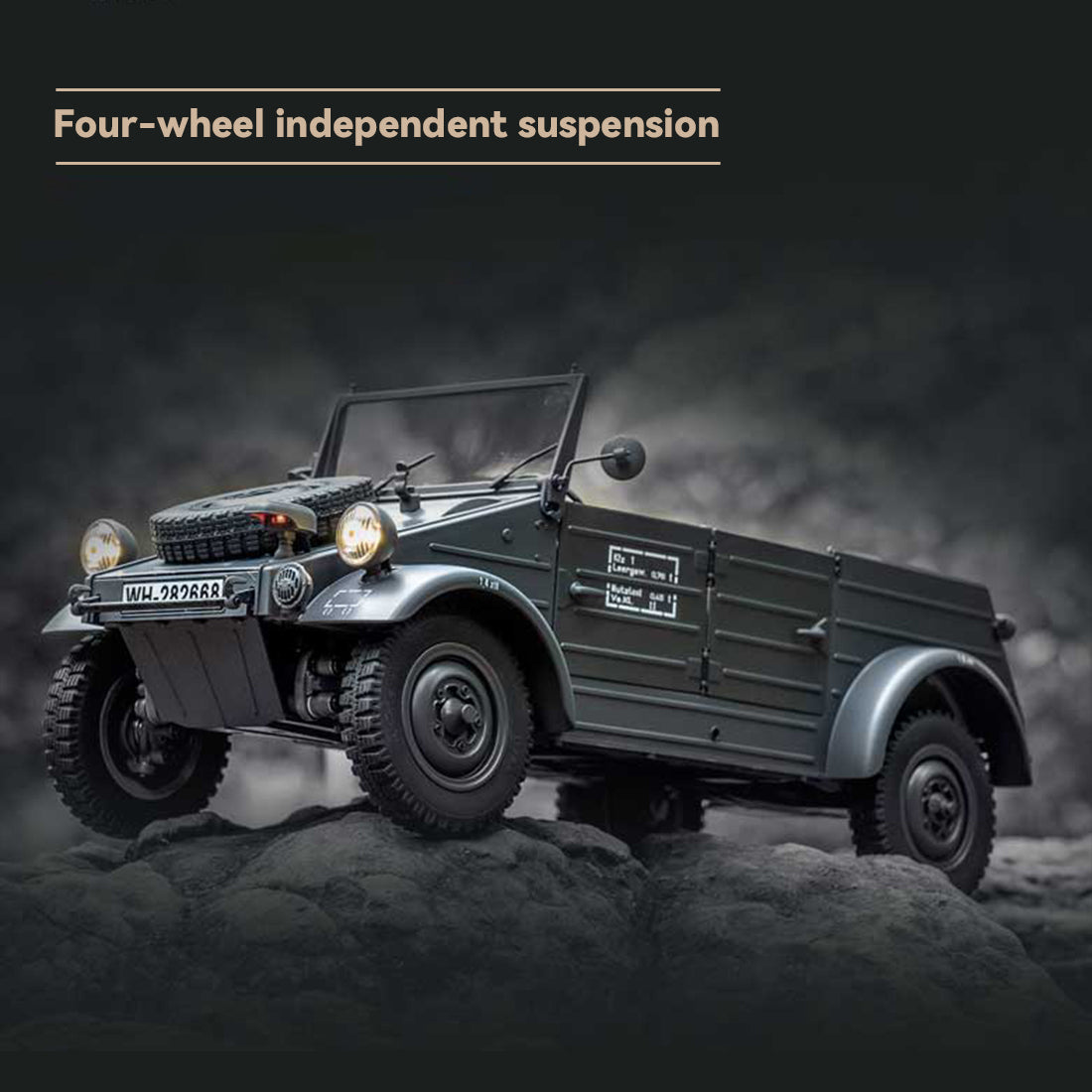 1/12 scale 2.4g type 82 rc barrel vehicle model with 4-wheel independent suspension