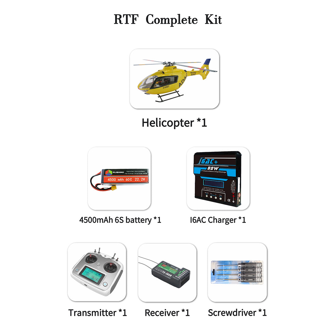 FLISHRC FL500 EC135 500-Class 2.4GHz 6CH Scale RC Helicopter – L7 Flight Controller & 4-Mode GPS Precision Positioning (RTF)