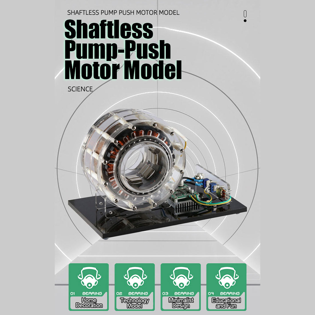 shaftless pump-push inner-rotor motor model, high-tech teaching demo device