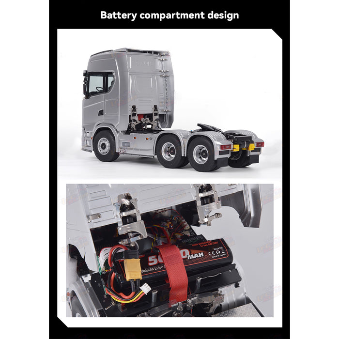 1/14 scale 2.4g 6x6 all wheel drive full-proportional rc tractor truck with 2-speed and realistic sound and lights gift for boys