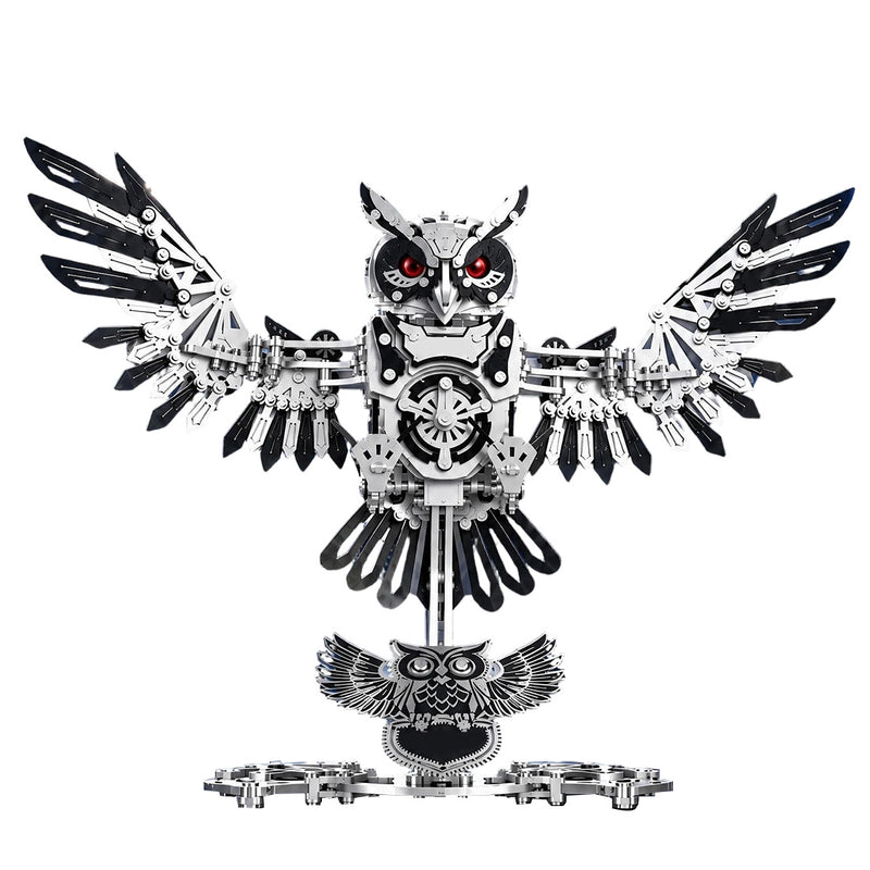 3d metal steampunk owl model kit with flapping wings