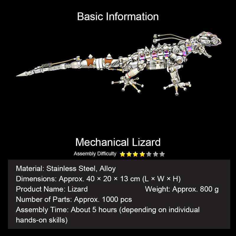 diy steampunk chameleon lizard mechanical 3d metal model kit 1000pcs difficult puzzle