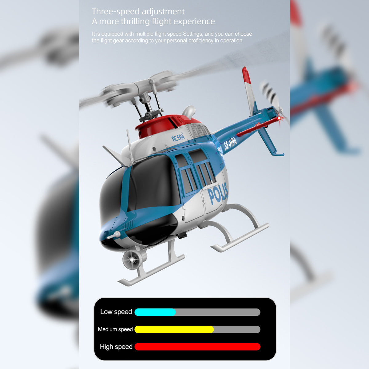 rc era c138pro 1/33 scale bell 206 2.4g 6ch flybarless single-rotor rc helicopter model with one-touch inverted flight (rtf version/police livery)