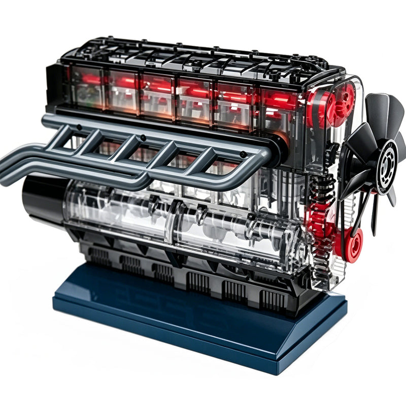inline 6-cylinder engine model kit that works - build your own engine - transparent internal combustion engine diy assembly kit with motor drive, moving pistons and led effect