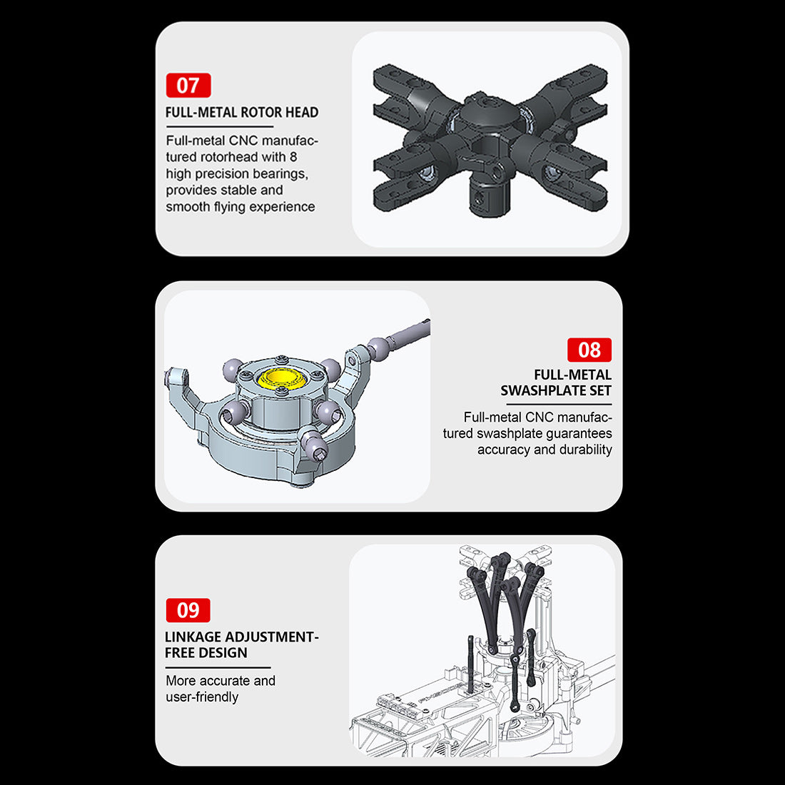 goosky e2 uh-1y 2.4g rc 6ch dual brushless direct drive scale aerobatic gts flight control helicopter model