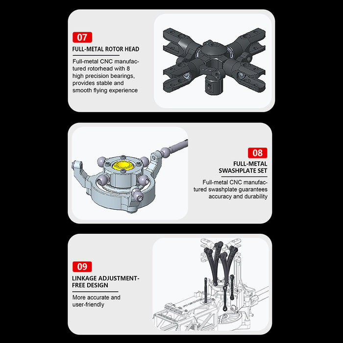 goosky e2 uh-1y 2.4g rc 6ch dual brushless direct drive scale aerobatic gts flight control helicopter model