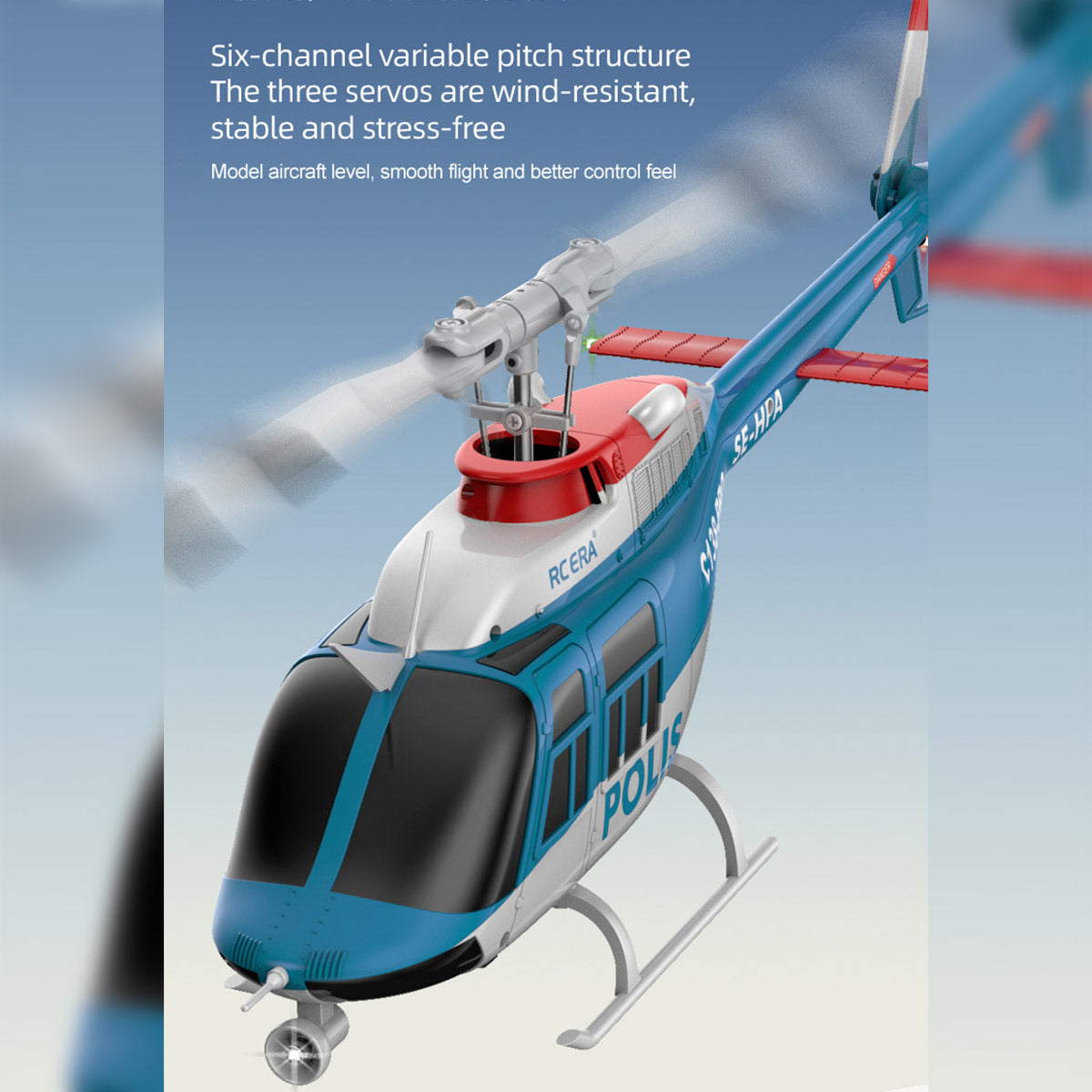 rc era c138pro 1/33 scale bell 206 2.4g 6ch flybarless single-rotor rc helicopter model with one-touch inverted flight (rtf version/police livery)