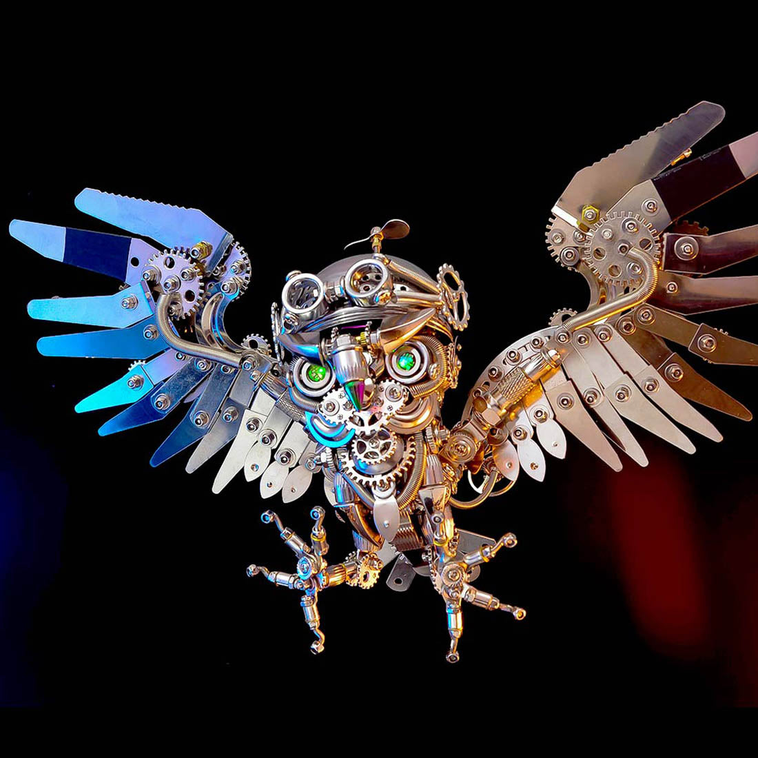 Hibou nocturne 3D DIY Steampunk Métal Assemblage Animal Modèle Effrayant Halloween Décor