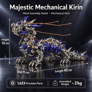 punkbuild mechanical qilin metal model kit with led lights