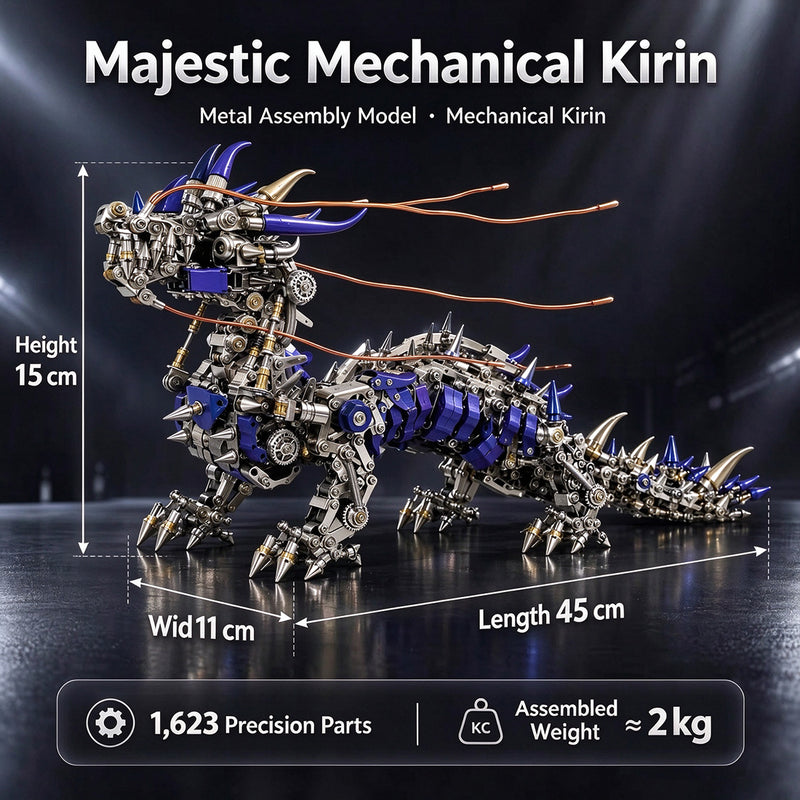 punkbuild mechanical qilin metal model kit with led lights