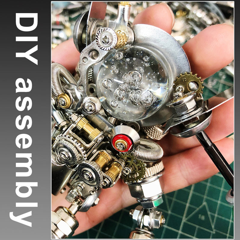 3D DIY Assembly Metal Mechanical Aerospace Rabbit with Lights & Stand Model Sci-fi Punk Toy Set -500CS