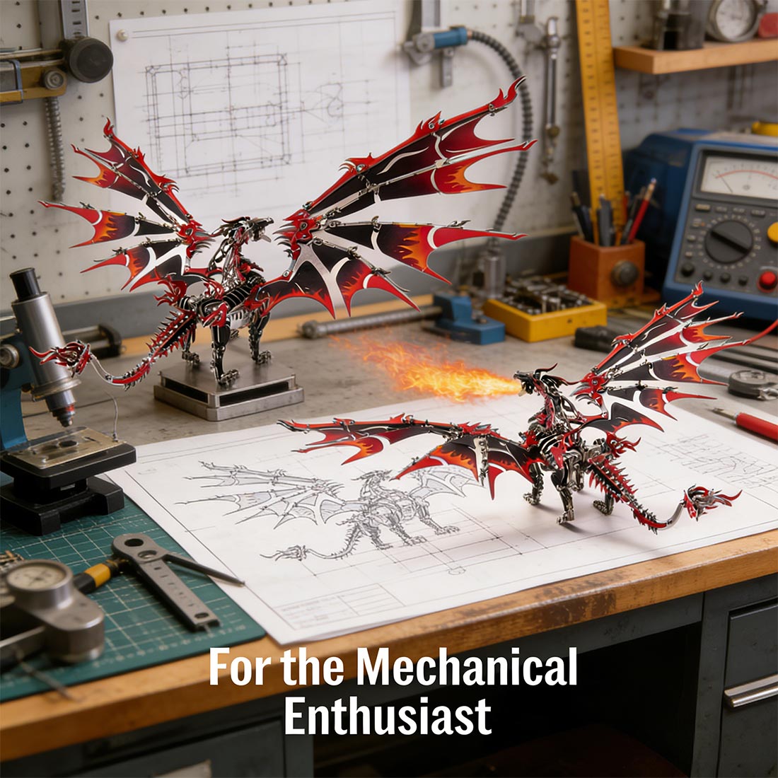 3D Metal DIY Mechanical Fire-Breathing Dragon Model Kit, Creative Trendy Display-200+PCS - EngineDIY