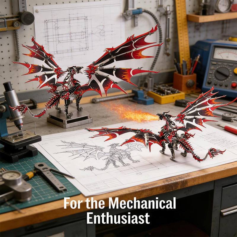3D Metal DIY Mechanical Fire-Breathing Dragon Model Kit, Creative Trendy Display-200+PCS - EngineDIY