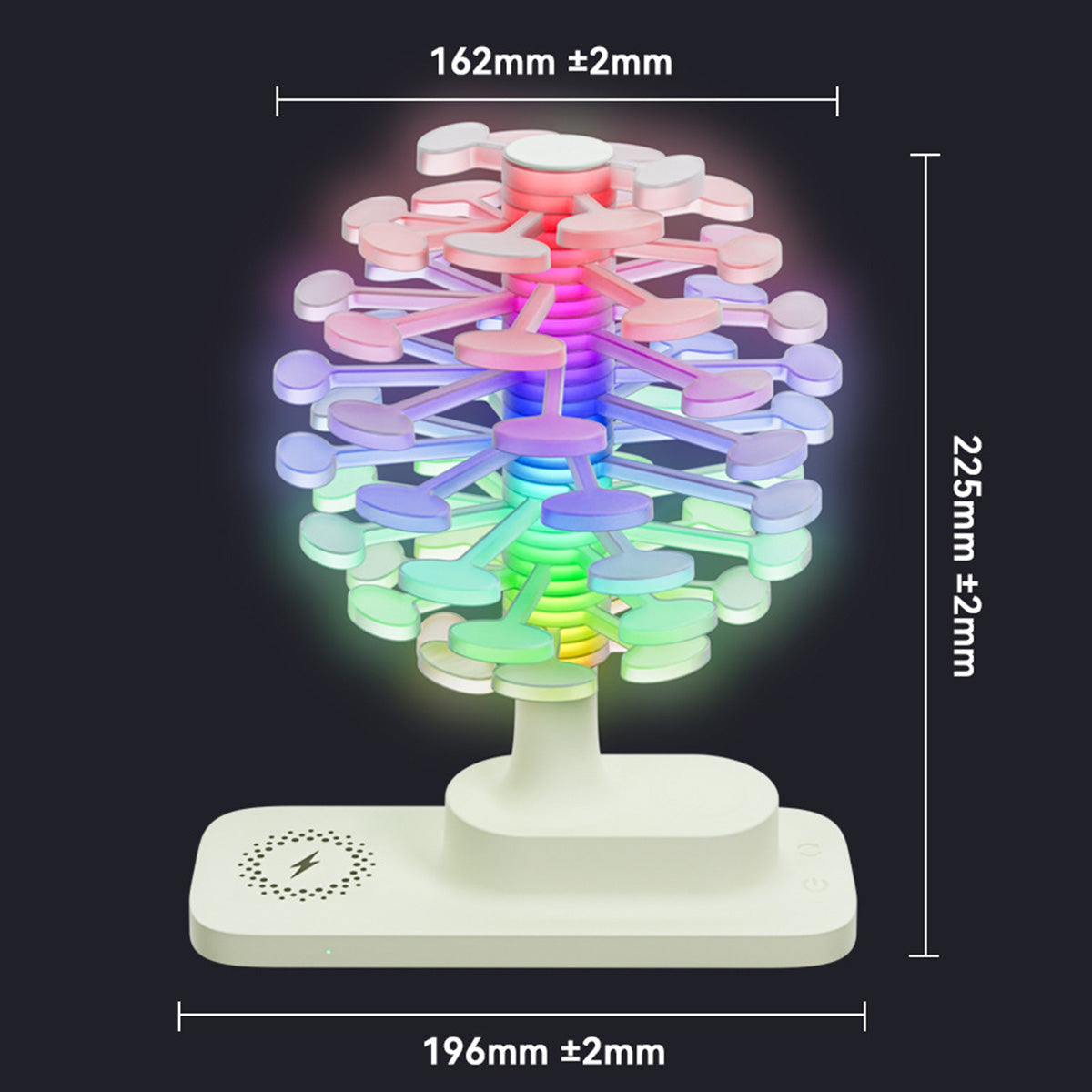 wireless fast charging spiral tree night light – creative desktop lamp, ambient bedroom decor