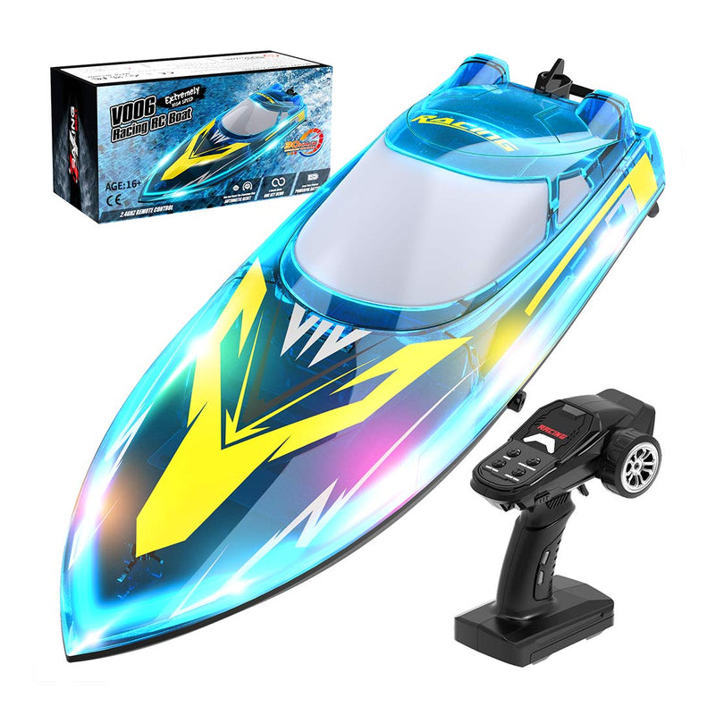 2.4ghz Remote Control Speedboat - 30km/H High-Speed Electric Racing Boat With Led Night Lights