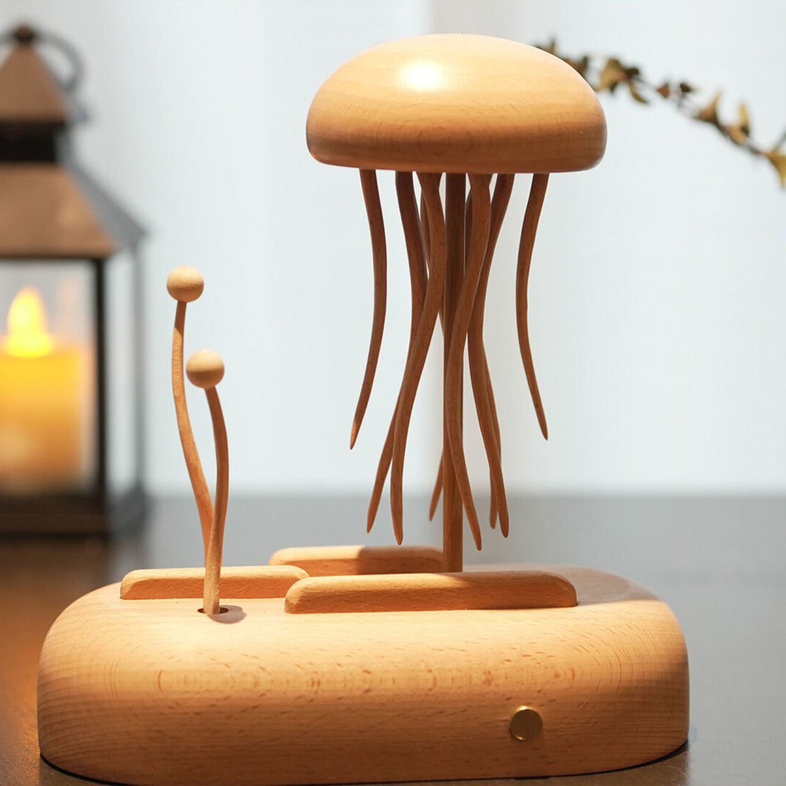 Wooden Jellyfish Bionic Ocean Creature Model – Dynamic Desktop Stress Relief Display