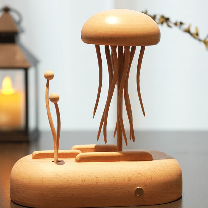 Wooden Jellyfish Bionic Ocean Creature Model – Dynamic Desktop Stress Relief Display