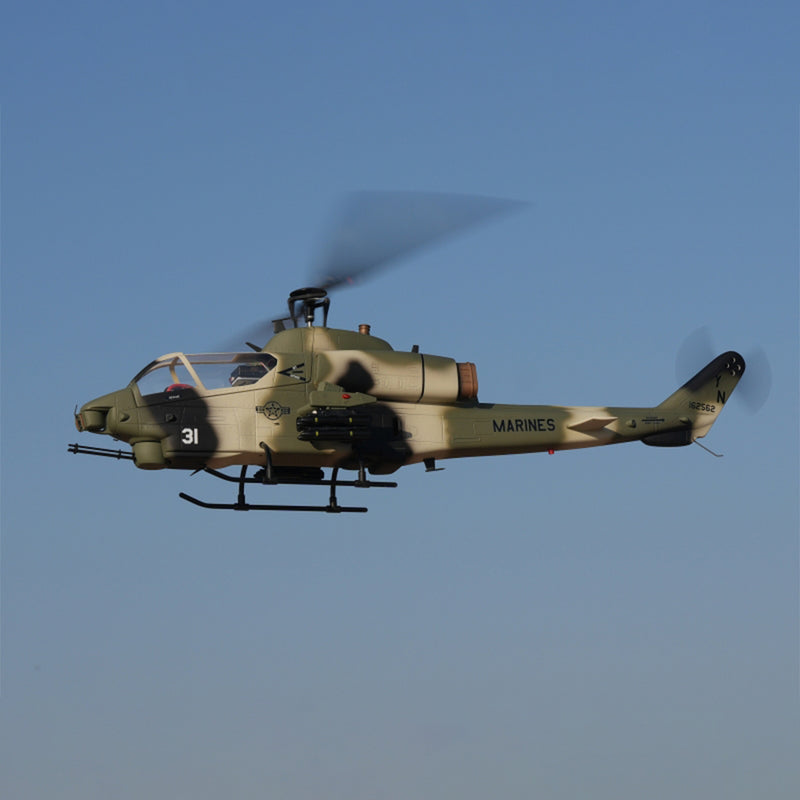 WOLFBUSH&ROBAN AH-1W Cobra 470-Class RC Helicopter-2.4G 6CH Dual-Rotor RC Military Model with GPS Positioning, Synchronized Turret & Left/Right-Hand Control RTF - EngineDIY