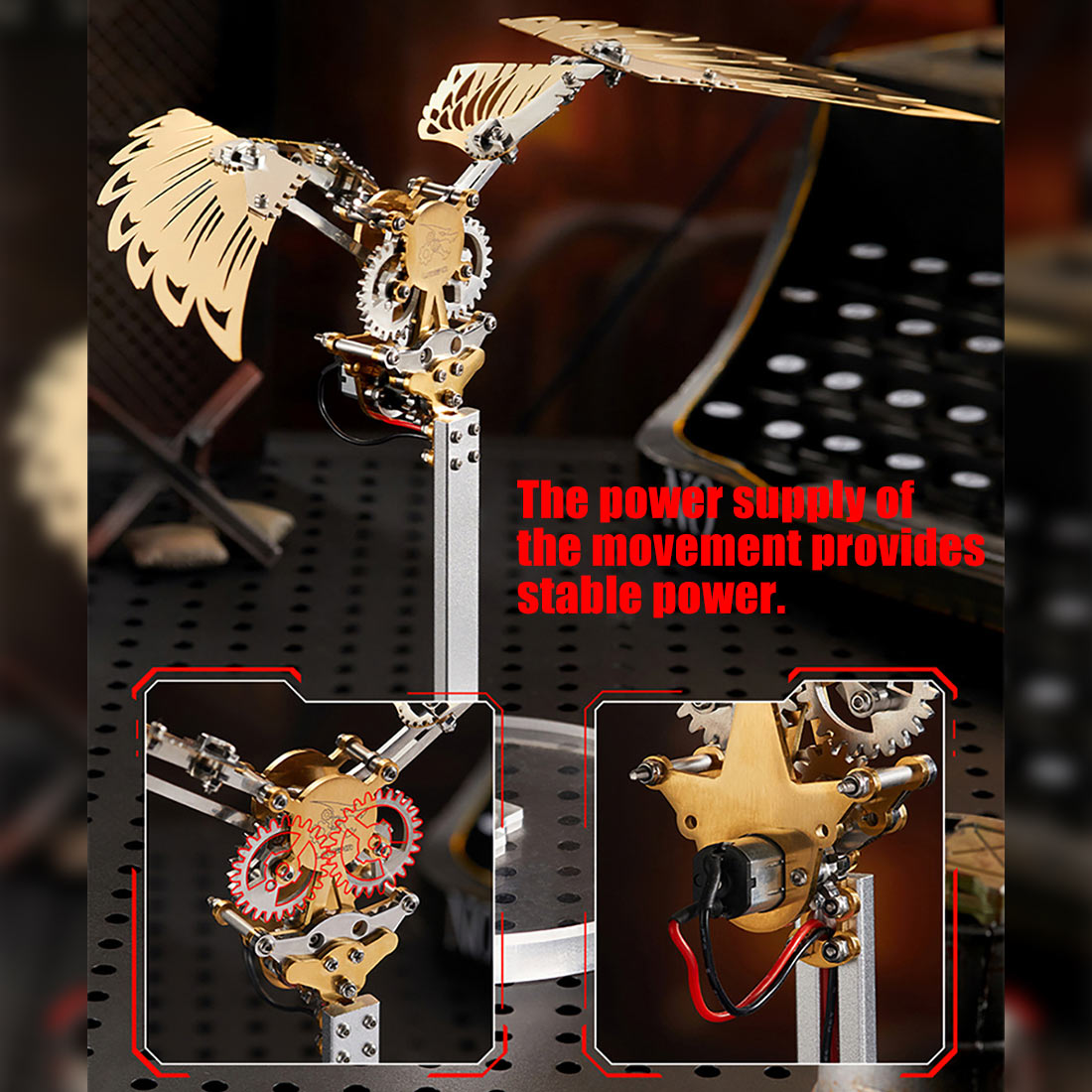 flaming shadow 3d metal mechanical ornithopter assembly model kit with mechanical transmission