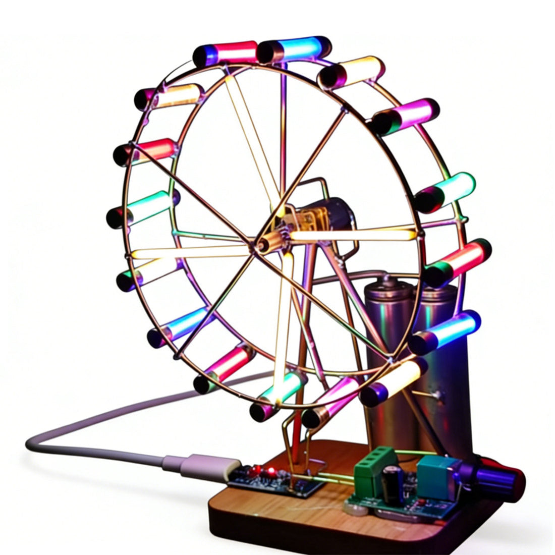 DIY Metal Industrial-Style Windmill Lamp Model Kit - Rotatable Creative Desktop Lamp - EngineDIY