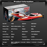 2.4ghz Remote Control Speedboat - 30km/H High-Speed Electric Racing Boat With Led Night Lights