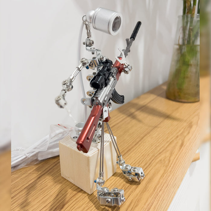 metallic silver large 3d steampunk diy robot lighting with weapons