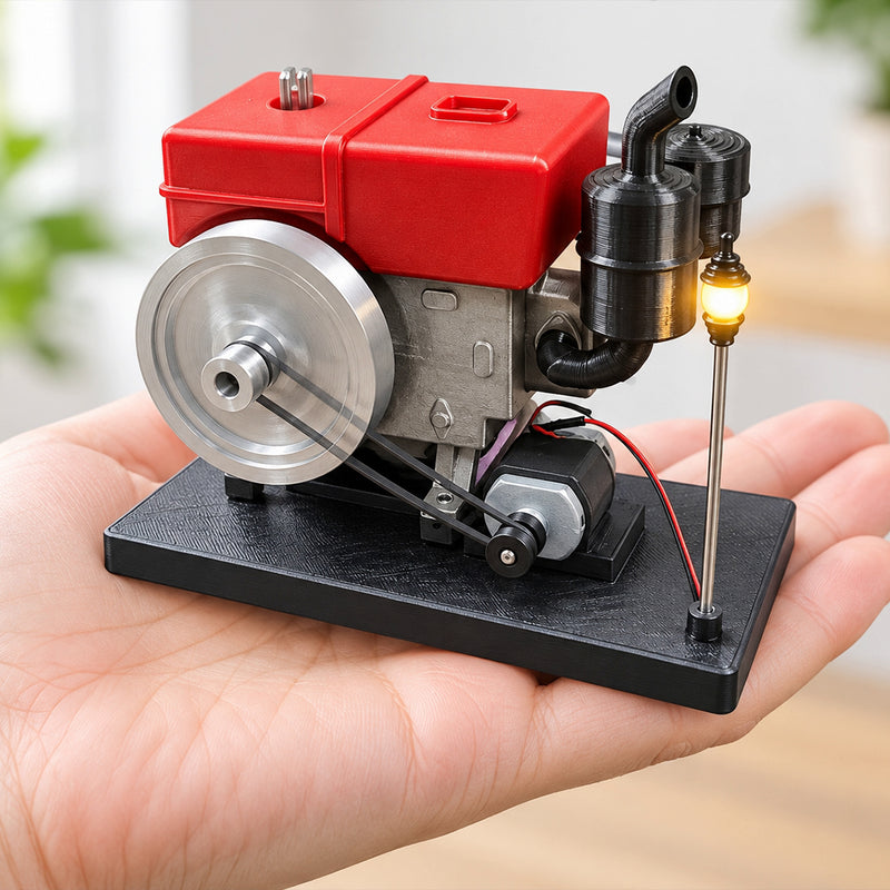 3d printed electric single cylinder diesel engine model for desktop display