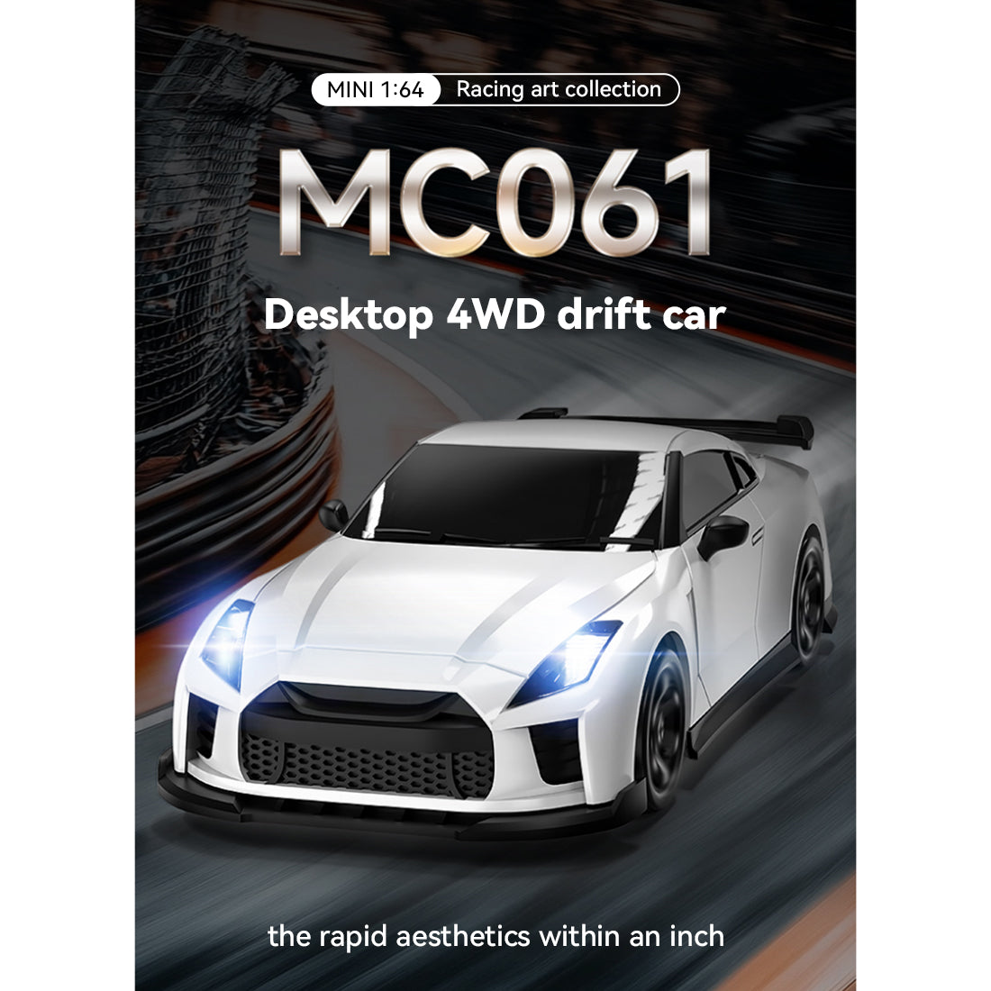 1/64 scale 2.4g 4ch 4wd half-proportional steering rc drift car with realistic brake calipers