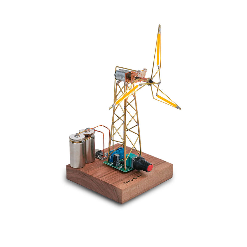 diy metal industrial-style windmill lamp model kit - rotatable creative desktop lamp