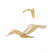 wooden eagle mechanical bird model kit, 1138mm flapping wings, gear-driven diy assembly model for wall display
