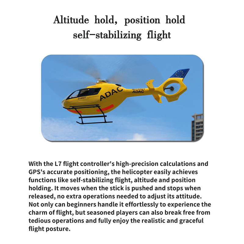 FLISHRC FL500 EC135 500-Class 2.4GHz 6CH Scale RC Helicopter – L7 Flight Controller & 4-Mode GPS Precision Positioning (RTF) - EngineDIY
