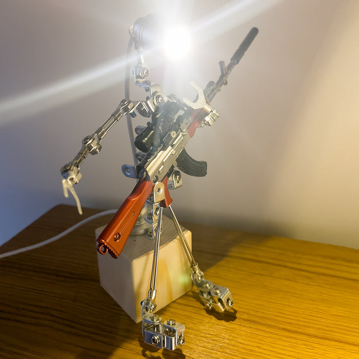 metallic silver large 3d steampunk diy robot lighting with weapons
