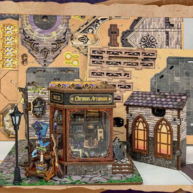 wooden time magic workshop diy miniature house 3d model kit